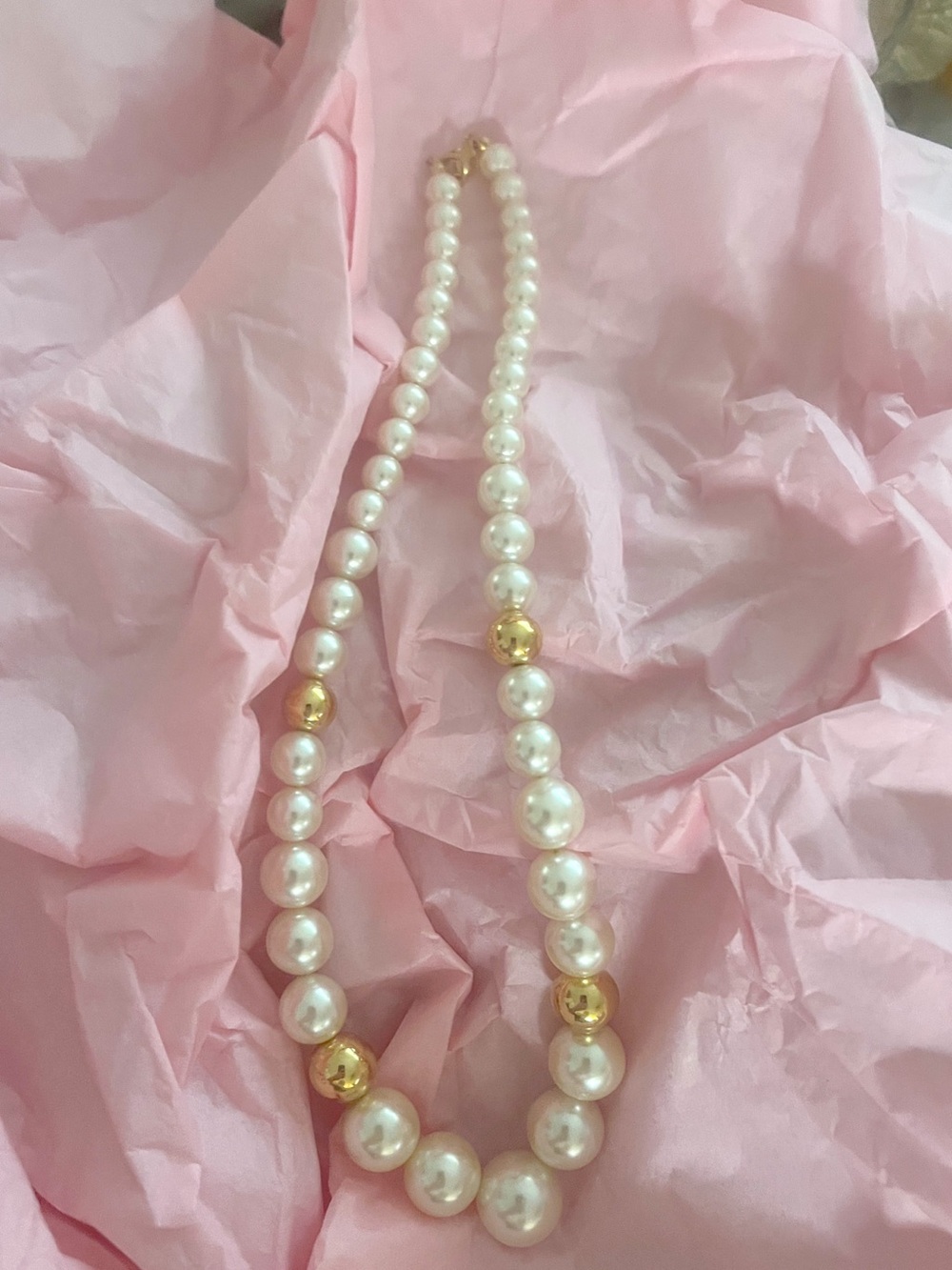 Napier Pearl and gold bead necklace